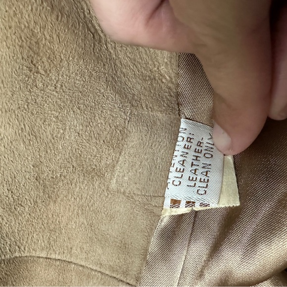Vintage Women's Size Small Leathers by New England Fur Collar Coat Suede Tan - Picture 8 of 11